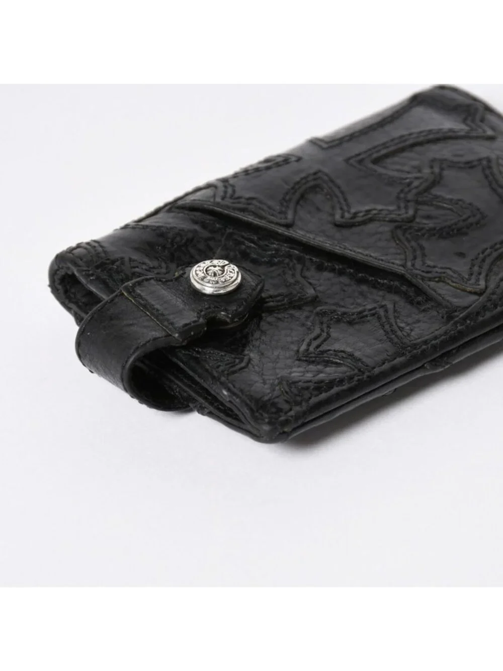 Chrome Hearts Cemetery Cross Patch Card Case Black Silver Scroll Label Logo 925